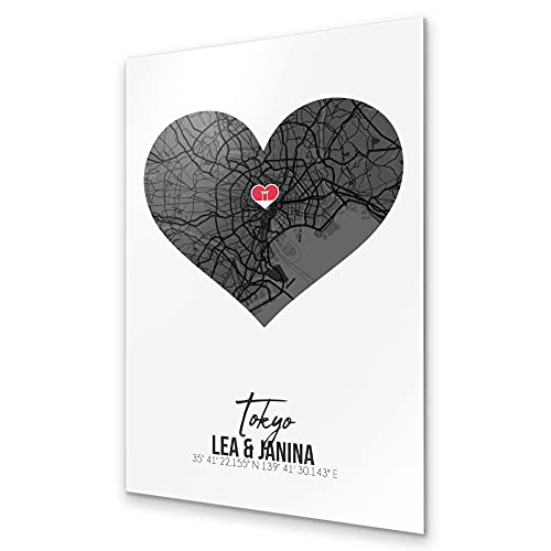 Einzigartige Wanddeko mit Karten Look | Alu-Dibond mit UV Druck Deiner Wunsch-Stadtkarte & Text | Tolle Reiseerinnerung Städtetrip London New York Berlin Wanddeko Wohnzimmer Cover