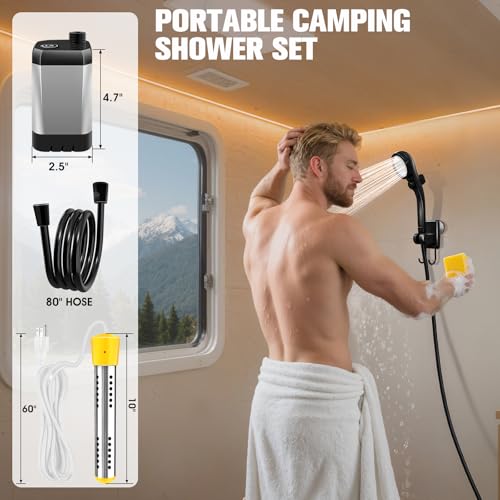 Ducha portátil con calentador de 2000W y batería recargable de 6000mAh miniatura 7
