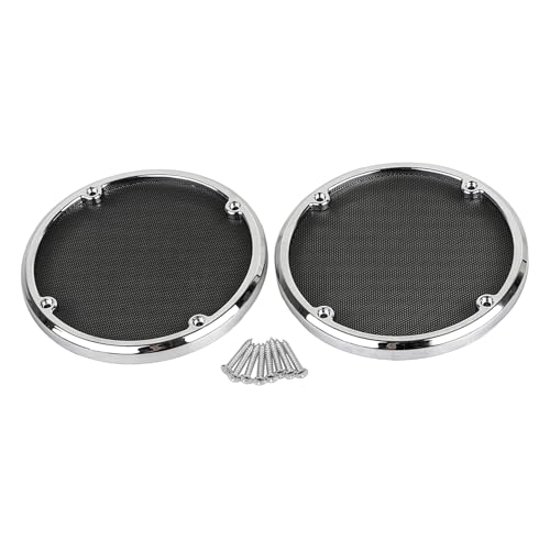Image of Rear Speaker Trim Grills Mesh Covers Fit for Harley Electra Road Tri Glide Ultra Classic Limited 2014-2023, Black+Chrome
