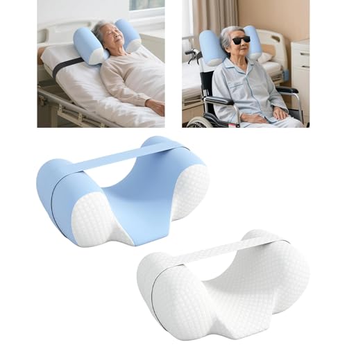 Image of Back Sleep Pillow Premium Head Neck Support Professional Anti Wrinkle Pillow Blue White