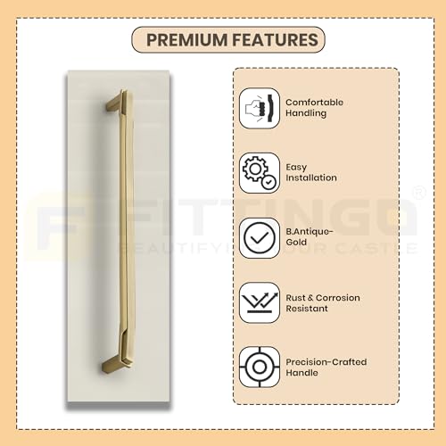 Image of 4 Inch Premium Cabinet Handles Zinc Alloy Material, 1341 B Antique with Gold Finish, Durable Drawer Pulls for Kitchen Cabinets, Cupboards, Wardrobes & Furniture Hardware - Pack of 2