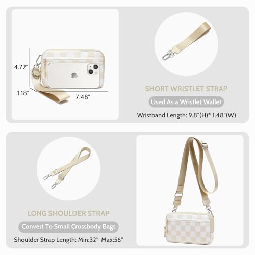 fodoko wristlet wallets for women rfid crossbody bag nylon quilted wallet with 4 zipperstravel credit cardholder cell phone