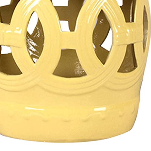 Iinssdj Outdoor Decorative Garden Stools, Portable Ceramic Side Table, Yellow Hollow Out Drum Stool, Household Stool, For Patio, Deck, Backyard #TOP6