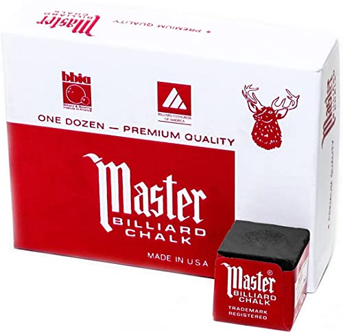 Master Billiard/Pool Cue Chalk Box 12 Cubes Black - New