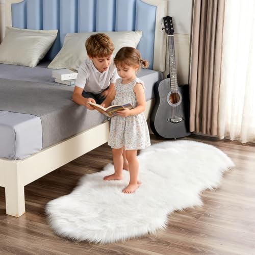 Teppiche aus gefälschter Wolle aus künstlichem Leder Super weiche Wollfilm-Teppiche Lange Filmteppiche Optische Imitation Lanasmatratze Sofa Kissen 40 x 60 cm - Weiß