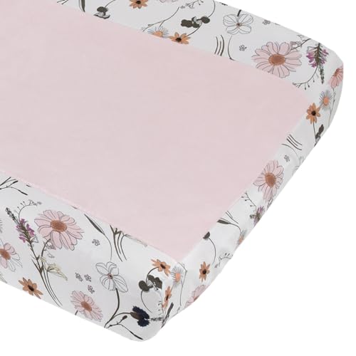 Image of NoJo Keep Blooming Super Soft Plush Baby Changing Pad Cover – Standard Size, Floral Design, Machine Washable