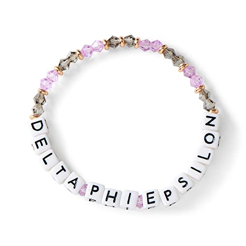 Sorority Shop Delta Phi Epsilon Bracelet — Glass Bead Bracelet with DPE Name Beads and 18K Gold Accent Beads, Greek Sorority Jewelry for Big Little Sorority Gifts