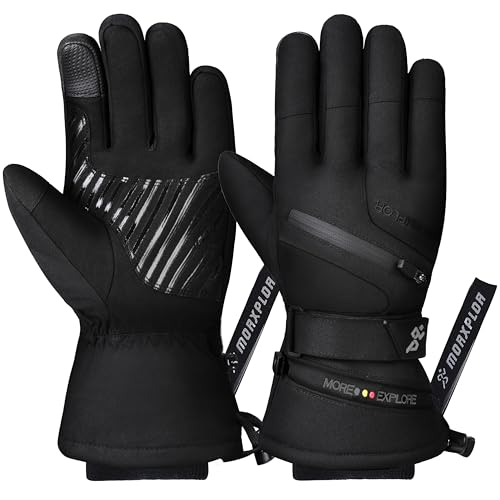 MORXPLOR Winter Ski Snow Gloves Men Women,Windproof Touchscreen Snowboard 3M Thinsulate Insulated Warm Winter Snowmobile Gloves