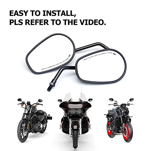 Wtzmoto Motorcycle Side Mirrors For 10Mm Handlebars - Black Powersports Double Takes Mirror Compatible With Suzuki, Honda Grom, Cafe Racer, Moped, Supermoto #TOP5
