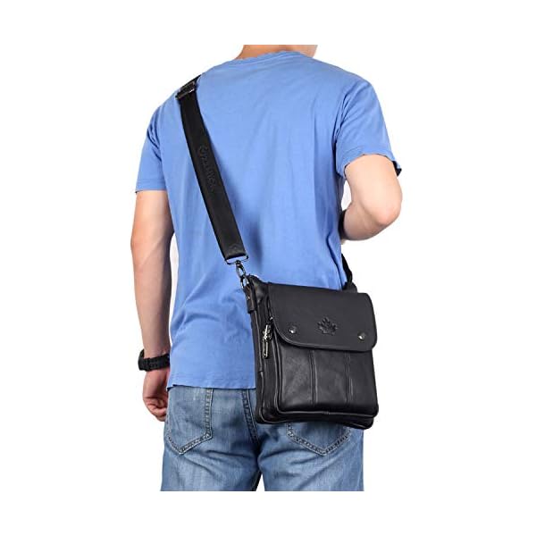 ZZNICK Genuine Leather Messenger Bag, Sling Bag Crossbody Shoulder Bags for Travel Work Business (Black-2303) - Image 5