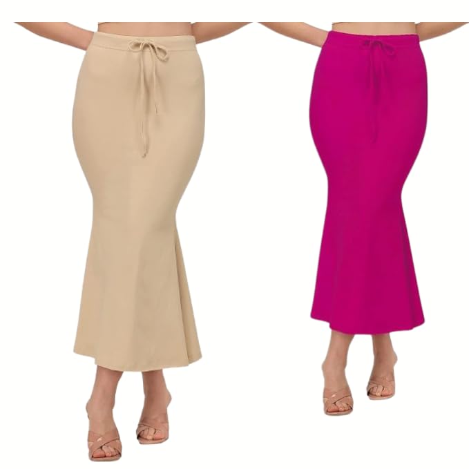 Image of Saree Shapewear Petticoat for Women | Fish Cut Mermaid Slim Fit Saree Shaper with Tummy Control & Side Slit | Stretchable Cotton Lycra Petticoat for Saree, Lehenga, Gown, Bridal Wear