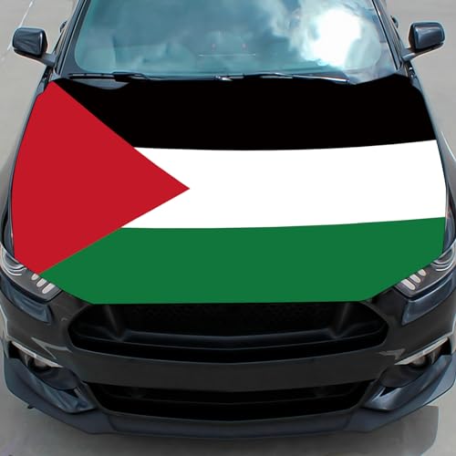 Image of 3.5x5 Ft Palestine Country Nation Car Hood Cover Flag Super Elastic Washable UV Resistance Engine Cover Decoration Event Item