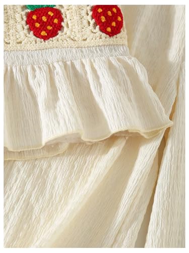 Image of WDIRARA Girl's 2 Piece Outfits Boho Floral Crochet Ruffled Sleeveless Cami Top and Wide Leg Pants