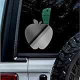 Decal Stickers of Apple (Metallic Silver) (Set of 2) Luxury Weatherproof Vinyl Decal Stickers for Laptop Desktop Smartphone Car Dirt Bike Wall Room Mason Jar Bathtub Door - ANDVER1e81711SI