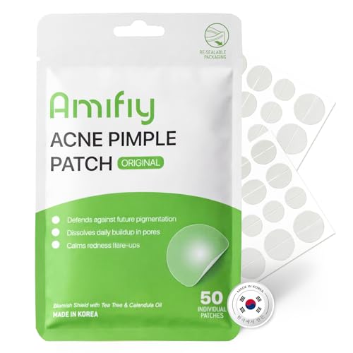 Amifiy Pimple Patches with Hydrocolloid & Tea Tree – Korean Skincare Invisible...