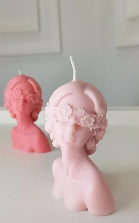 PICKKART Set of 2 Blind Fold Lady Candles for Home Decor - Party - Birthday - Gifted Items - Scented Candles for Your Love (Pink & Red) (Set of 2 -Pink Red)