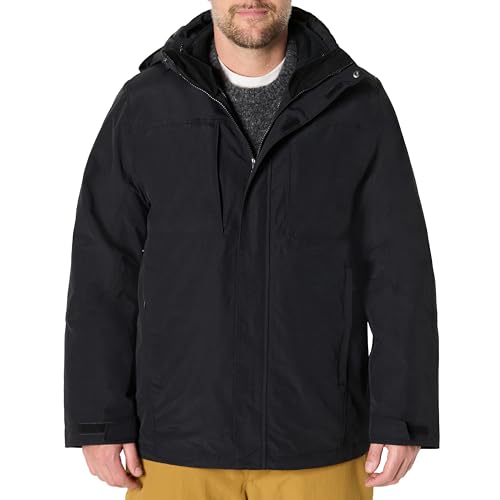 Amazon Essentials Men's Water Resistant 3 in 1 Snow Jacket, Black, X-Large