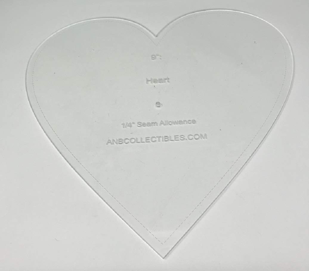 Choice of Size Acrylic Heart Quilt Template (10