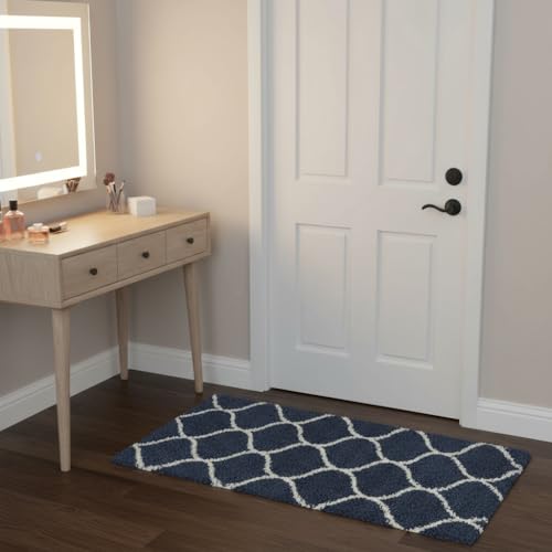 Image of VASAC Carpet for Hallway, Kitchen, and Modern InteriorsCarpetCozy Shag Runner for Living Room, Bedroom & Office Decor ETC Size 16x24 Inch, Patten-Solid Blue M