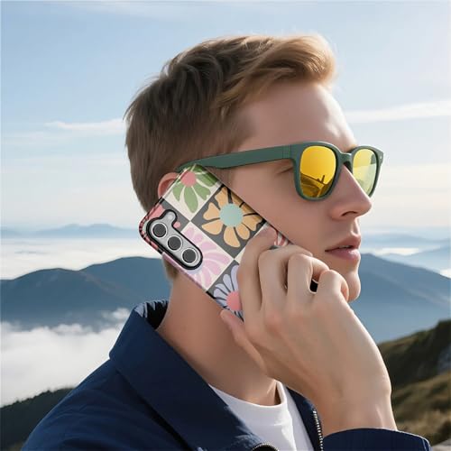 Akinmi Case for Samsung Galaxy S23,Bright Checkered Flowers Exquisitely Pattern Double Protective Phone Cover Cases Soft Silicone for Samsung Galaxy S23 by Akinmi - Used condition - Image 7