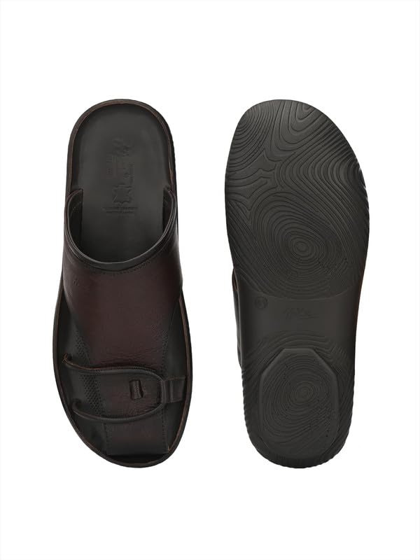 Image of HITZ Men's Brown Leather Casual Slippers