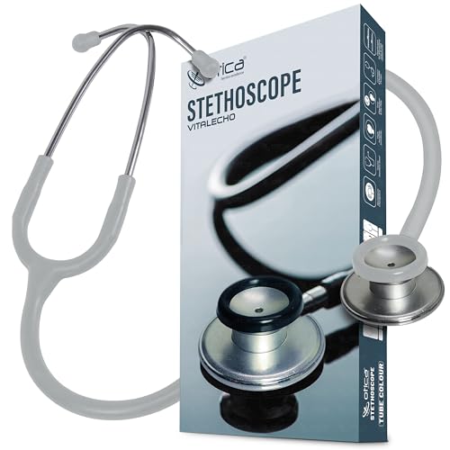 Image of OTICA Acoustic Lightweight Stethoscope for Doctors, Nurses, Students, Home Health Use, Adult, Dual Head, Aluminum Chestpiece (Grey)