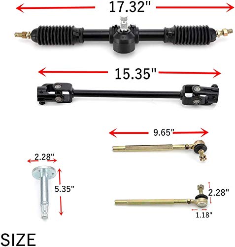 MotorFansClub 110cc Go Kart Steering Wheel Parts 443mm Tie Rod Rack Adjustable Shaft Kit Fit for Compatible With 110cc Go Kart