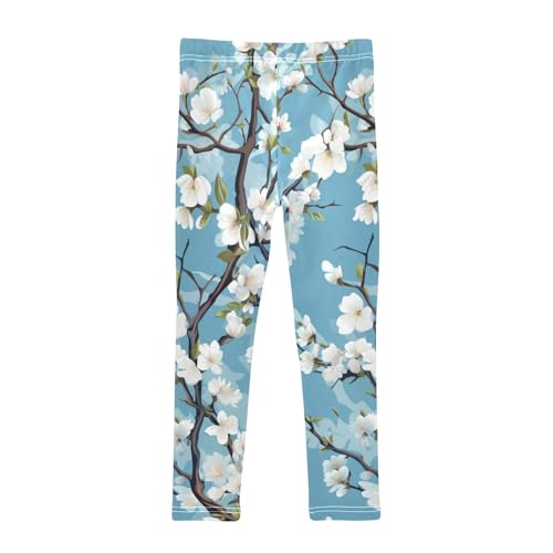 Toddler Girls Leggings Printed Yoga Pants Leggings White Blossom for Kids2