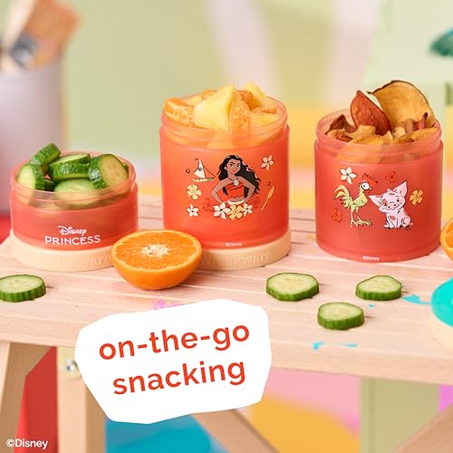 Image of (Moana) DiSNEY PRINCESS Whiskware Stackable Snack Pack - 3 Jar + Handle - Blue /Orange /Pink