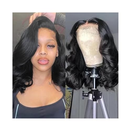 Peluca de cabello humano de 12 pulgadas con encaje frontal 13x4 transparente y corte bob corto 2