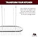 Vdomus Hanging Pot Rack - Ceiling Mount Kitchen Organizer for Pots and Pans with 15 Hooks - 33 x 17 Inches Heavy-Duty, Durable and Space-Saving Pan Holder - Silver