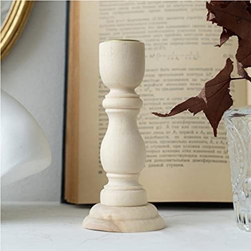 Miniatura 7 de Juego de 3 portavelas de madera, candelabros de madera sin terminar para velas cónicas, centros de mesa para decoración rústica de boda, fiesta,