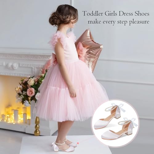 Girls Dress Shoes High Heels Sandals Decorative Pearls Ankle Strap Flower Girl Little Big Kid Mary Jane Wedding Party Communion Pump Shoes3