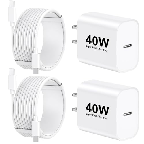 Image of iPhone 17 Fast Charger Block,[Apple MFi Certified] 2Pack 40W USB C Wall Charger Plug with 10FT USB C to C Charging Cord for iPhone 17 /17Air /17Pro Max /16 Pro Max /16Pro /15 ProMax-Home /Travel Essential