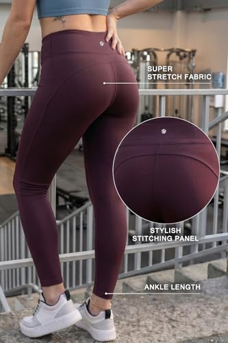 Image of JUNEBERRY Women's Solid Spandex Skinny Fit Activewear Legging | Stretchy, Lightweight & Comfortable for Gym Colors: Black, Navy, Light Grey, Sage, Cocoa, Wine, Mauve.