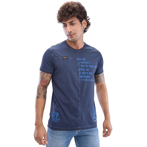 Image of Spykar Men's Comfort Fit Round Neck Half Sleeve Solid Casual T-Shirt