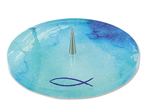 Butzon & Bercker 63619 Glass Candlestick with Fish Symbol, Blue