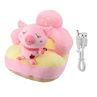 AJUNJIIL for Baby Sofa Chair, for Toddlers Boys Girls, Floor Support Seat, Plush Cute Cartoon Animal, Angle Adjustable, Learning to Sit Chair with USB Cable (Roseate Pig)