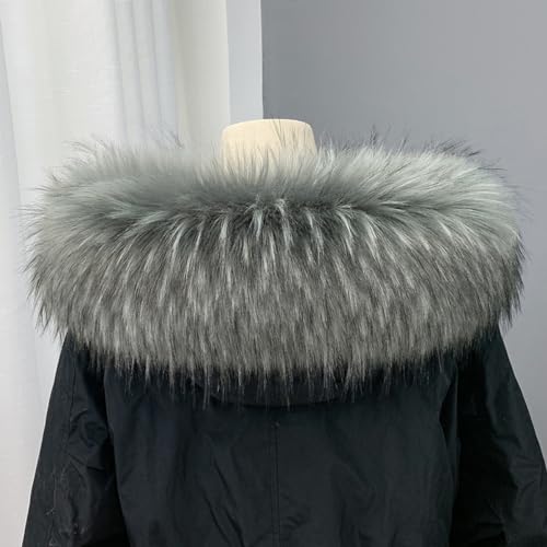 ECYC Ltd Faux Fur Collar Scarf Detachable Faux Fur Hood Trim Replacement Men's Women's Winter Warm Fluffy Furry Collar Neck Warmer Scarf Wrap for Unisex Winter Coat2