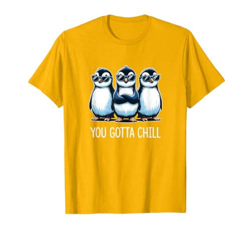 You Gotta Chill - Cool Penguins - T-Shirt, Men, Golden Yellow, Small