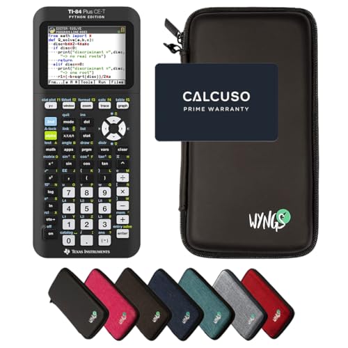TI-84 Plus CE-T Calcolatrice “Python Edition” con custodia protettiva di WYNGS nera, set base
