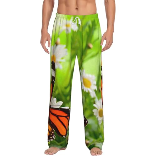 Pantalon de pyjama en flanelle imprimé papillon pour homme