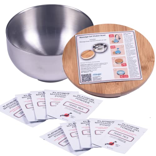 Platinum Nuru Massage Gel Powder Bowl Set | 10 x Massage Powder 5g Sachet | 1 x 16 fl oz Bowl