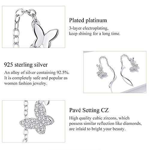 Boucles d'oreilles papillons argent 925 cadeau idéal pour elle - 2