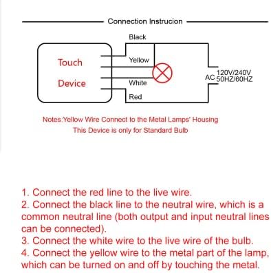BQLZR Touch Light Switch for Lamp Touch Dimmer AC 120V 50Hz/60Hz Touch Lamp Desk Light 3 Way Sensor Switch Dimmer Repair,3 Levels (Low, Medium, High, Off) Dimmer Switch