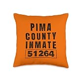 Prison Inmate Halloween Costume Pima County Arizona Orange Throw Pillow
