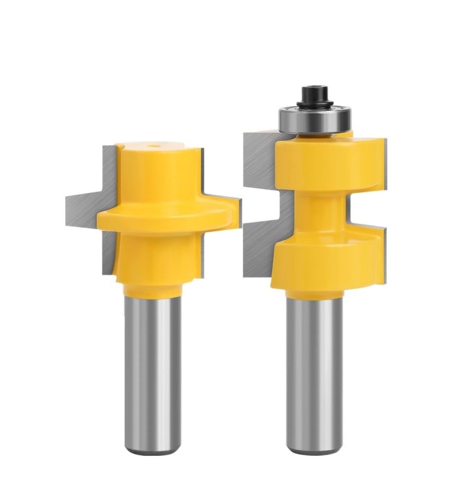 2 uds., 12mm, 1/2 vástago, rodamientos con ranura en T, broca de espiga de diente cuadrado, cortador de fresado, juego de brocas for enrutador for carpintería(12MM)