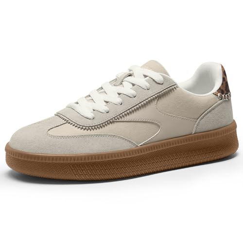 Vilanva Women's Fashion Sneakers Casual Tennis Shoes with Genuine Suede