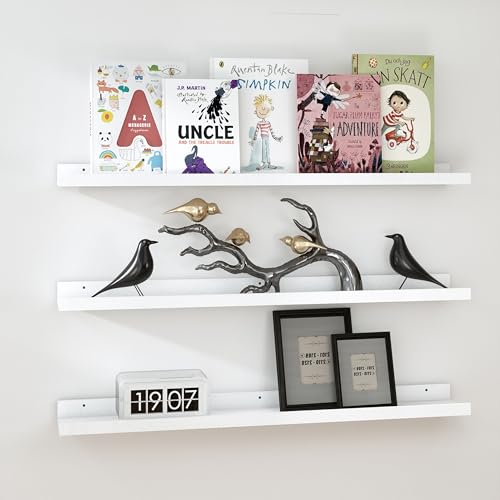 RICHER HOUSE Lot de 3 étagères flottantes blanches de 122 cm