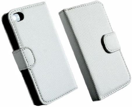 BONAMART ® Wallet Leather (PU Leather) Case Credit ID Card Slot Holder Cover Pouch for iPhone 4 4S White